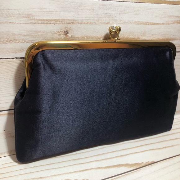 Vintage Koret Navy Blue Evening Kisslock Clutch - Picture 3 of 13